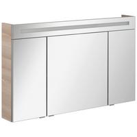 Spiegelschrank B.clever Mit Led 3-Türig Bxhxt: 120x71x16 Cm - Eschefarben, MODERN, Glas/Holzwerkstoff (120/71,0/16cm) - MID.YOU