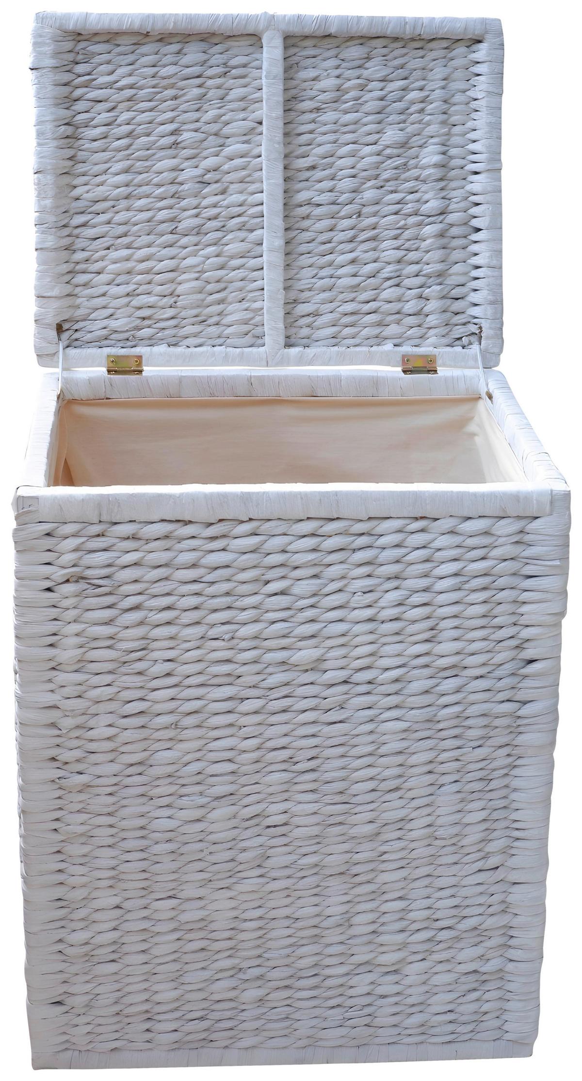 Koš na prádlo TOBI I - bílá, Romantický / Rustikální, dřevo/textil (52/66/40cm) - Zandiara