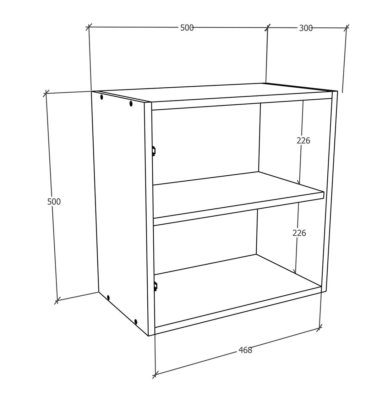 Závěsná skříňka Arila š: 50 cm, bílá - bílá/černá, Moderní, kov/kompozitní dřevo (50/50/30cm) - MID.YOU
