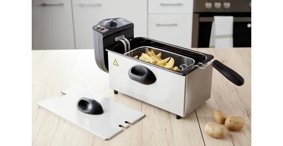 Fritteuse Nina 3 L, 800 G Frittiergut Schwarz/silber - Silberfarben/Schwarz, KONVENTIONELL, Metall (40/23/23cm) - Bono
