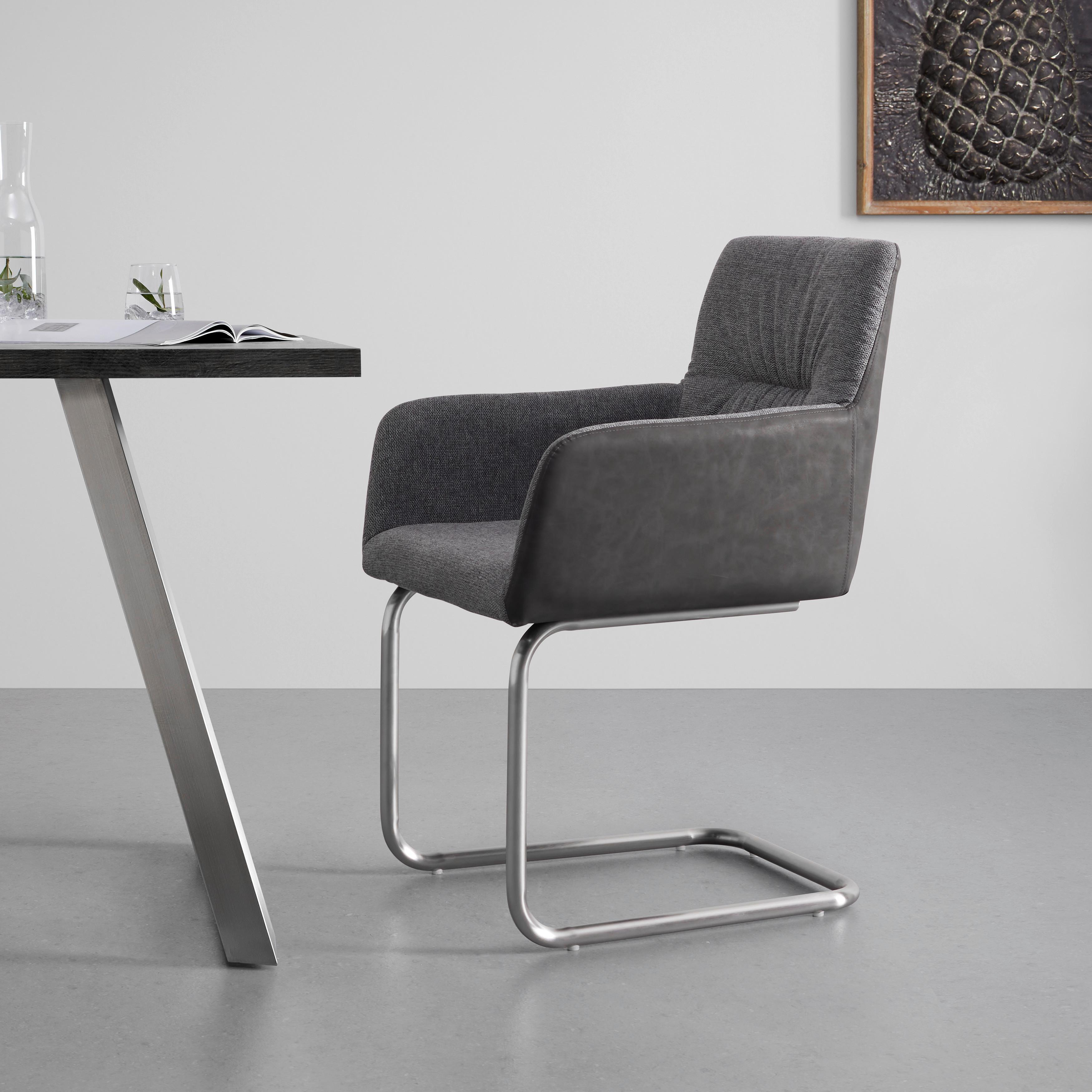Houpací Židle Enja Tmavěšedá - tmavě šedá/barvy nerez oceli, Moderní, kov/dřevo (56/86/62cm) - Bessagi Home