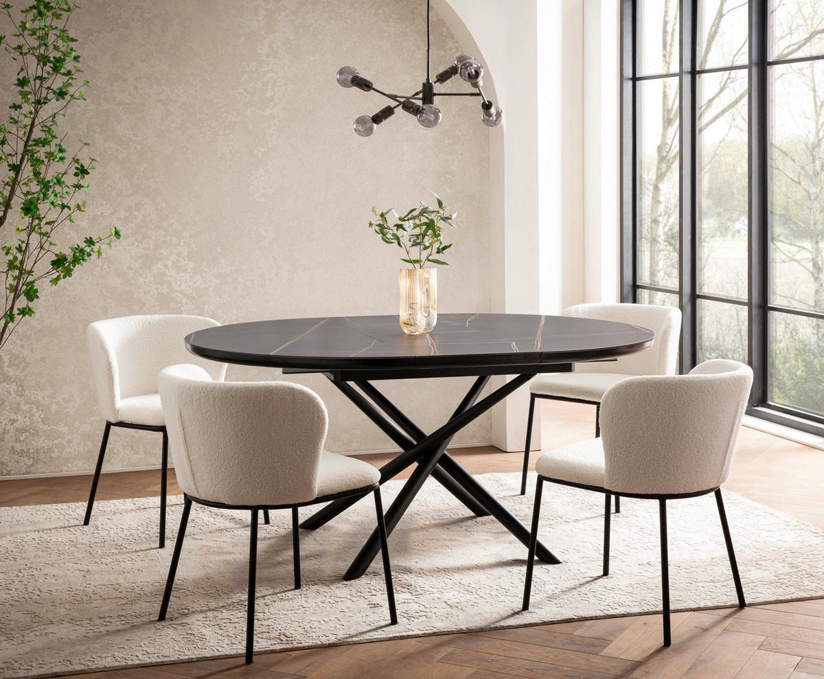 Stuhl-Set Weiß B: 54,5 cm - Schwarz/Weiß, MODERN, Textil/Metall (54,5/76/59cm) - Livetastic