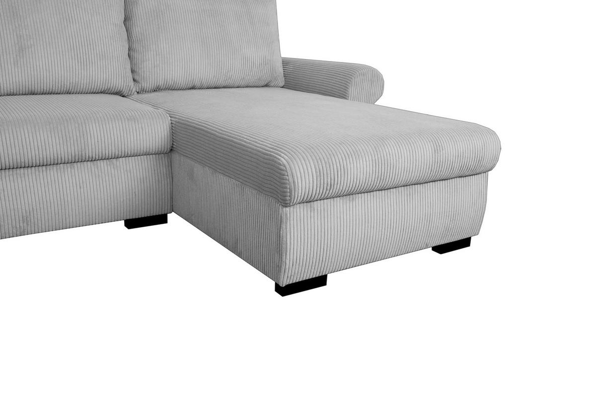 ECKSCHLAFSOFA Vasco, Hellgrau LF: 233x168 cm - Hellgrau/Schwarz, Trend, Textil (233/168cm)