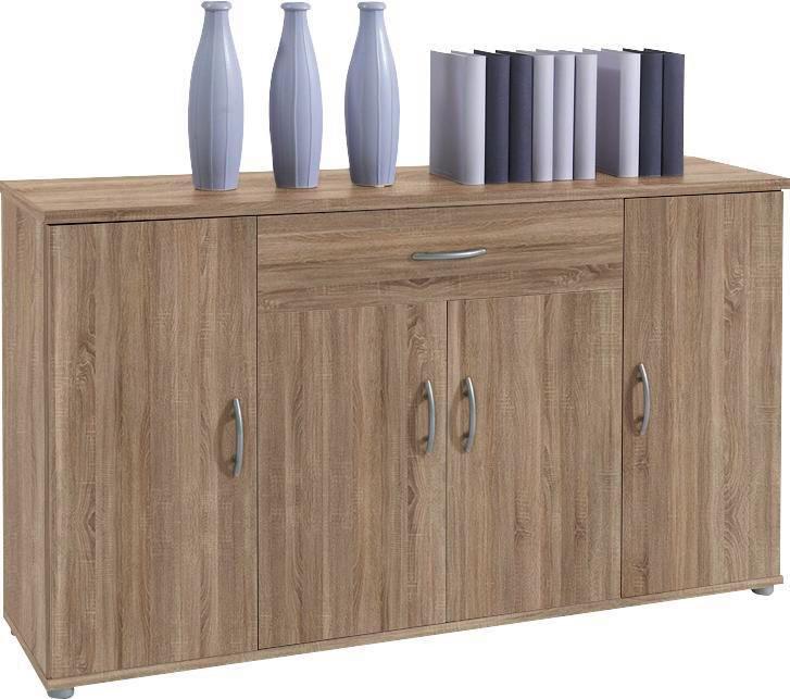 Kommode 118 cm Lilly Eiche Dekor - Eichefarben/Silberfarben, KONVENTIONELL, Holzwerkstoff (118/70/30cm) - Carryhome