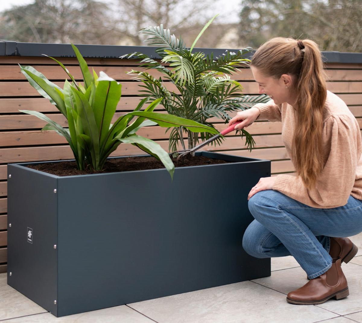 Pflanzentopf Pflanzkasten 100x50x50 - Anthrazit, Basics, Metall (50/50/100cm)