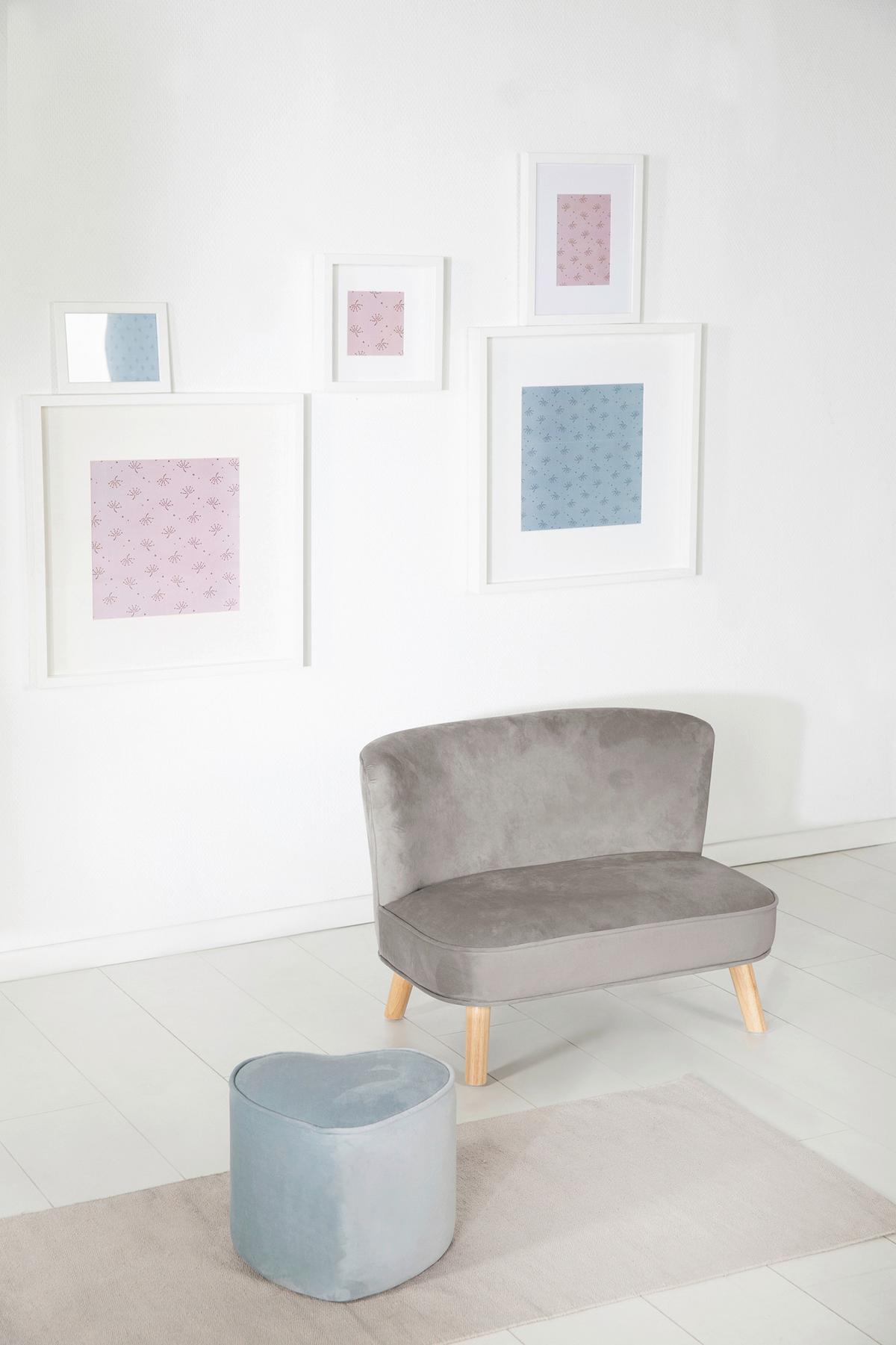 Kindersessel/Sofa Grau mit Holzfüßen - Silberfarben/Grau, Basics, Textil (70/50/48cm) - Roba