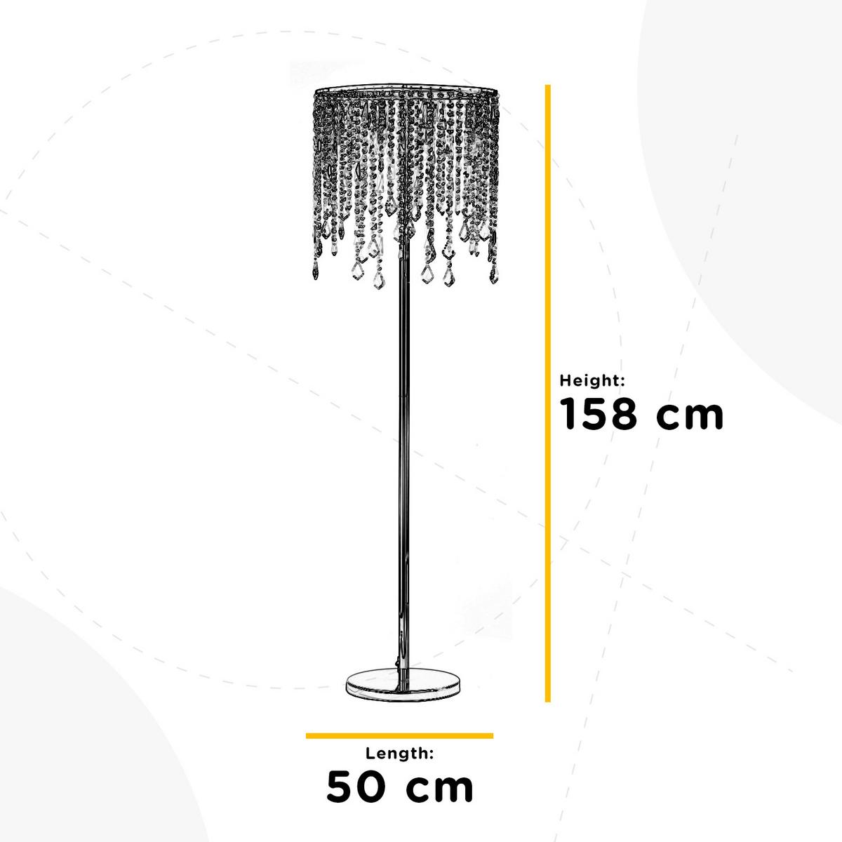 Stehleuchte Chromfarben Hellgrau L: 50 cm - Chromfarben/Hellgrau, Design, Glas/Kunststoff (50/30/158cm)