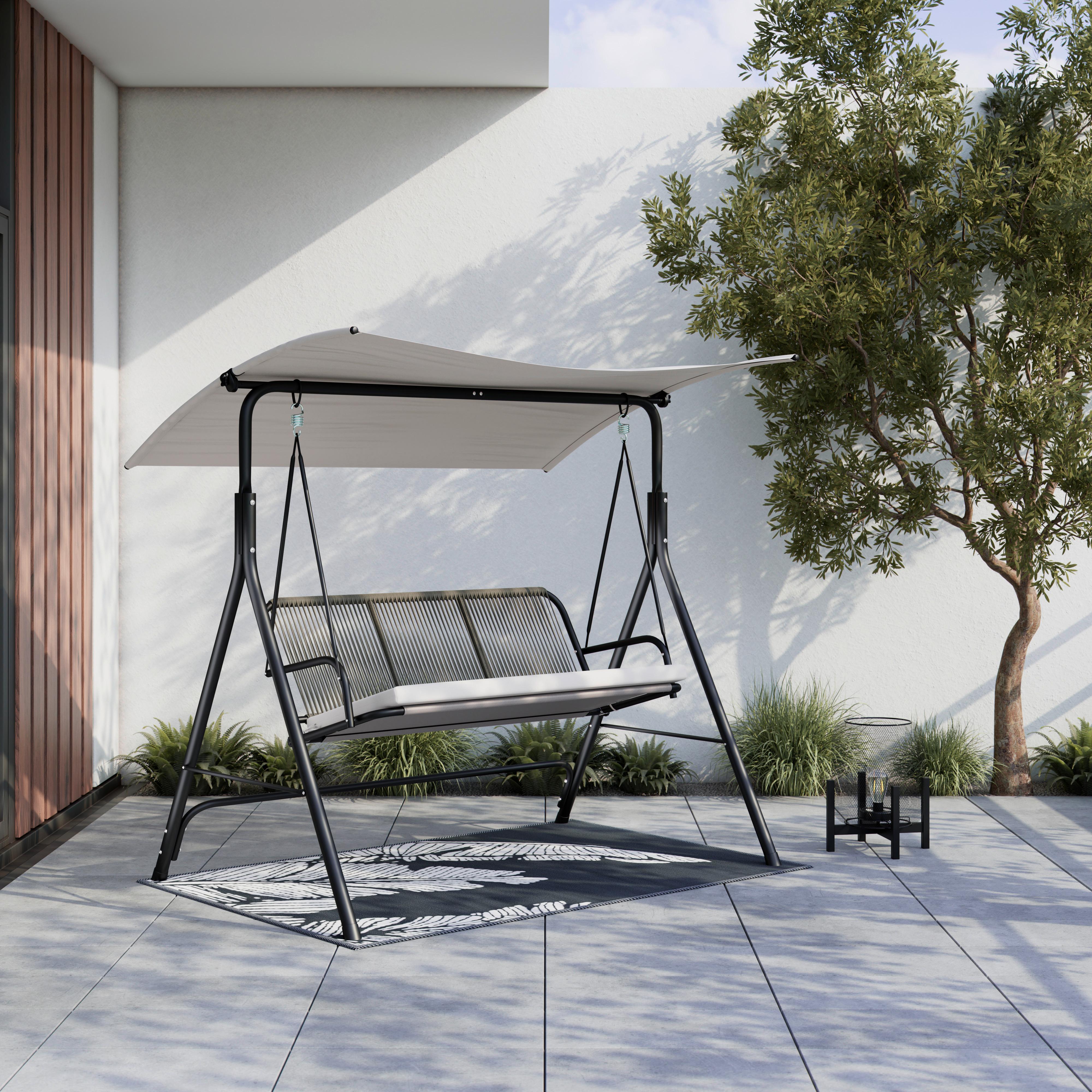 HOLLYWOODSKÁ HOUPAČKA SAVANNA - černá/světle šedá, Moderní, kov/textil (170/162/120cm) - Bessagi Garden