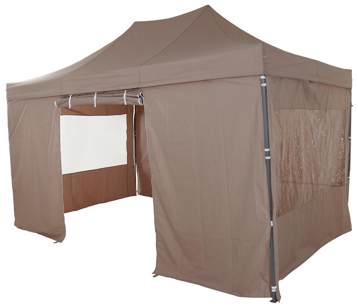 Pavillon L30551 450x300 cm Seitenteilen + Uv-Beständig - Taupe, KONVENTIONELL, Textil/Metall (450/330/300cm) - Siena Garden