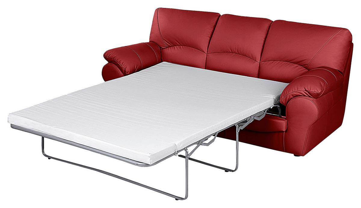 Schlafsofa Oslo Rot B: 205 cm - Rot/Schwarz, Design, Leder (205/92/85cm) - Livetastic