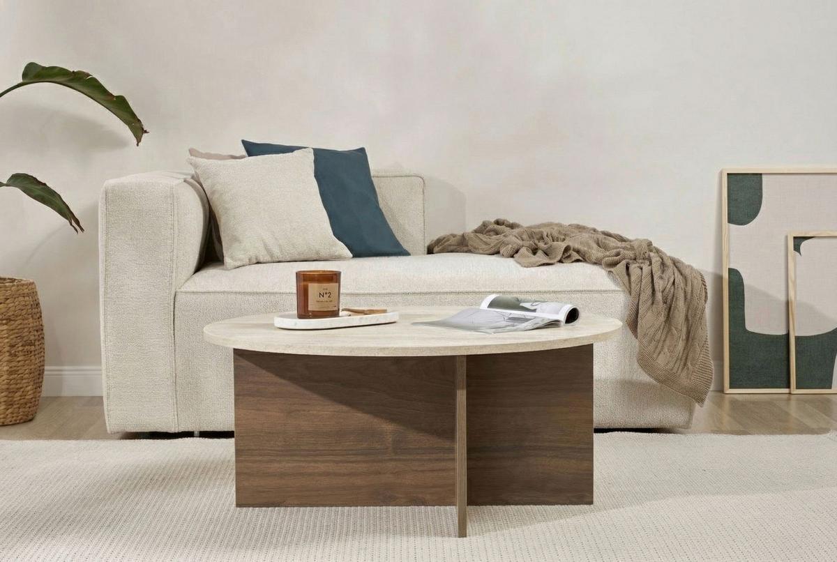 Couchtisch Soleil Creme/Walnussfarben L: 90cm - Walnussfarben/Creme, Design, Holzwerkstoff (90/90/40cm) - MID.YOU