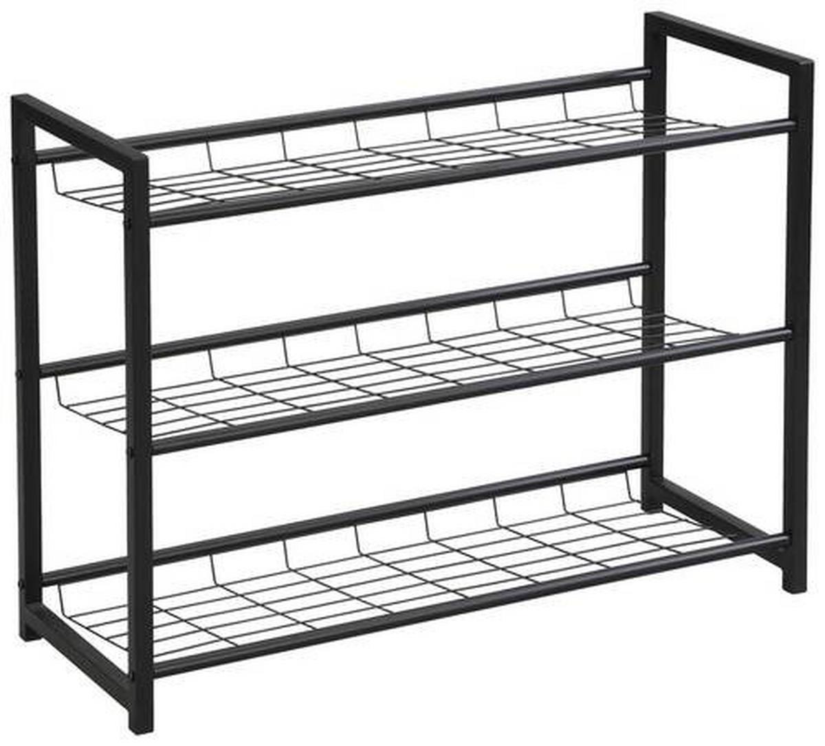 REGÁL NA TOPÁNKY SHOE 2 - čierna, Modern, kov (80/60/30cm)