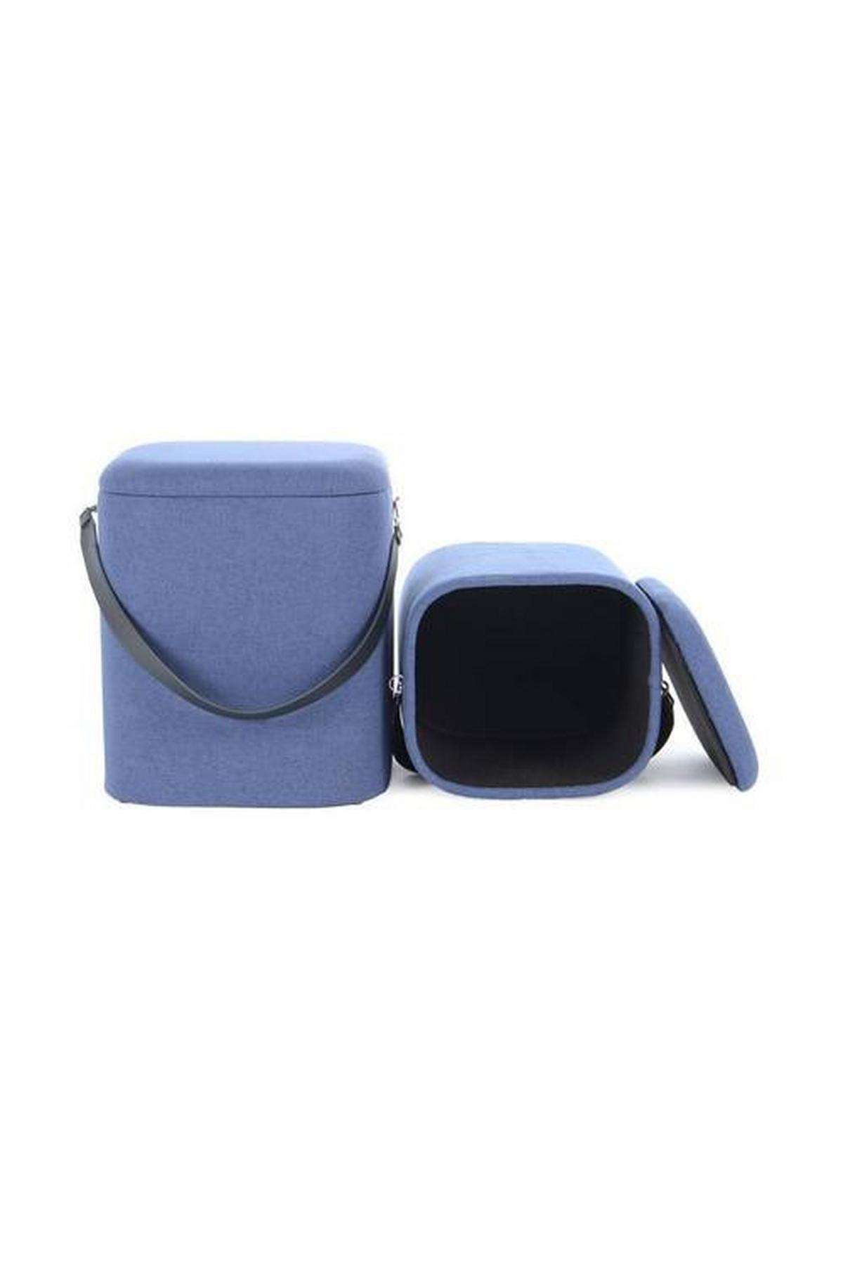 SADA TABURETŮ ARABELLA - modrá/černá, Basics, textil/plast (35,5/44/35,5cm)