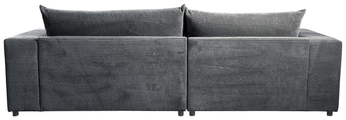 Ecksofa Funny S Links mit Hocker, Dunkelgrau, B: 265 cm - Dunkelgrau/Schwarz, Basics, Textil (180/265cm) - Livetastic