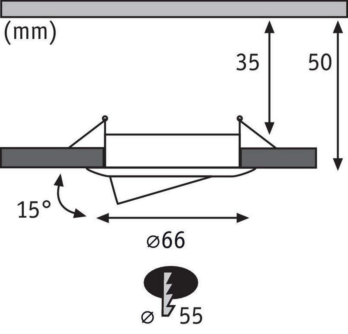 Einbauspot Ø 6,6 cm Alufarben 3 Teilig Kippbar - Design (6,6cm) - Paulmann