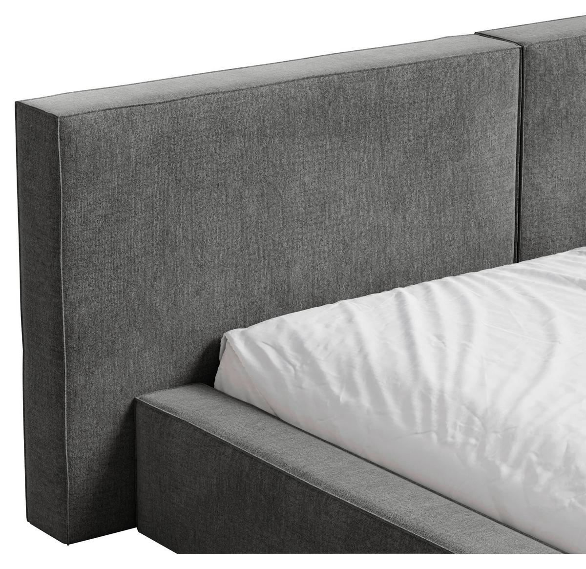 POLSTERBETT Jasmine Anthrazit 160x200cm - Anthrazit/Schwarz, MODERN, Holz/Metall (160/200cm) - MID.YOU