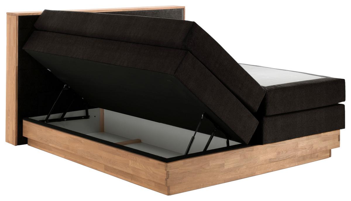 Boxspringbett mit Topper & Bettkasten 200x200 Moneta - Eichefarben/Schwarz, MODERN, Holz/Textil (200/200cm) - MID.YOU