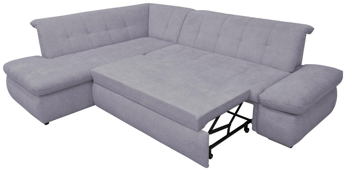 Ecksofa Mit Schlaffunktion Moric Grau Mikrofaser - Chromfarben/Grau, KONVENTIONELL, Textil (216/273cm) - MID.YOU