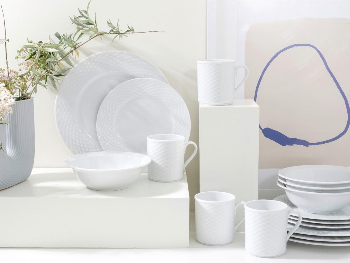 Kombiservice Polo Weiß Porzellan, 4 Pers., 16-Teilig - Weiß, Basics, Keramik - Creatable