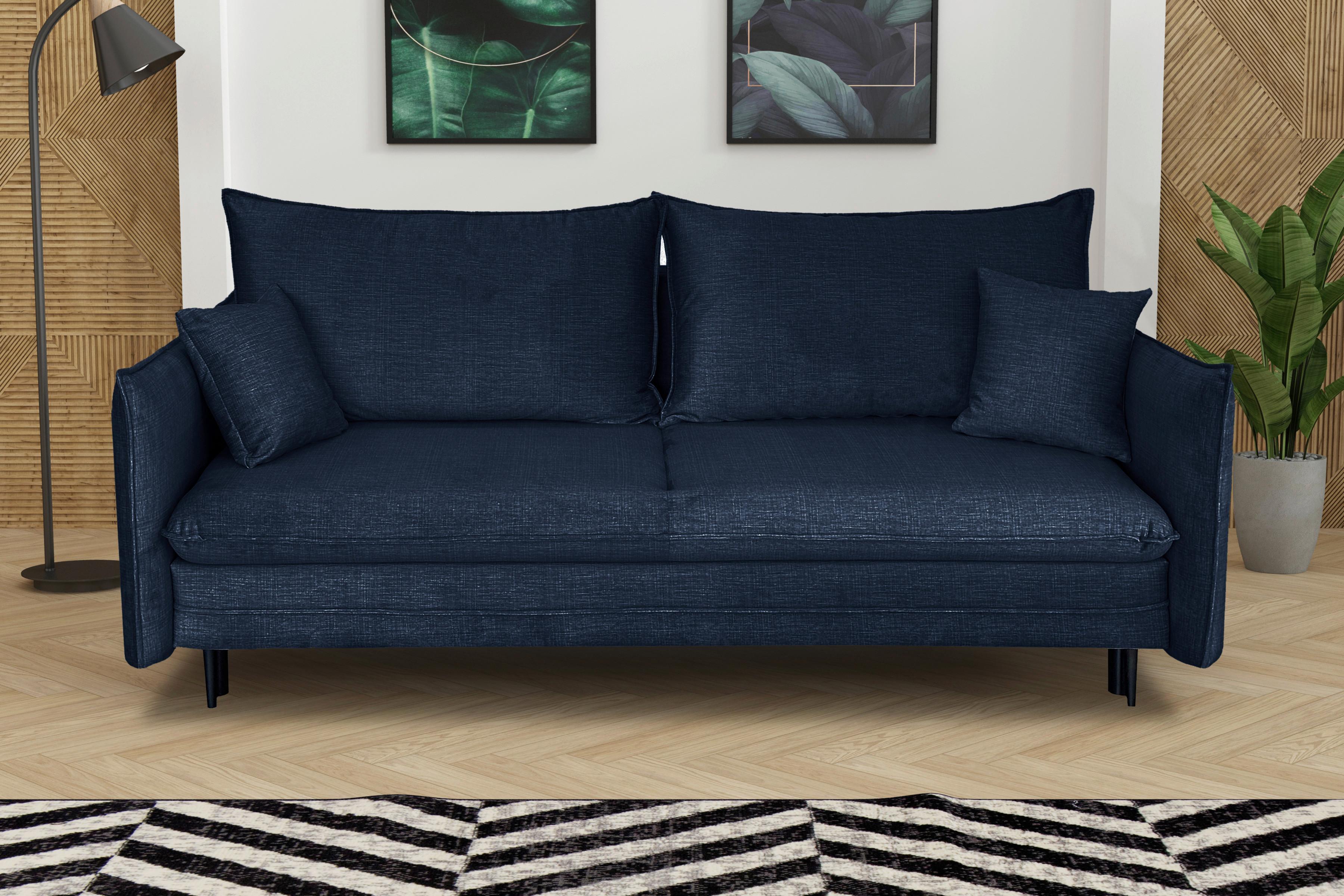 Schlafsofa Melody - Blau/Schwarz, Design, Textil (216/96/102cm) - MID.YOU