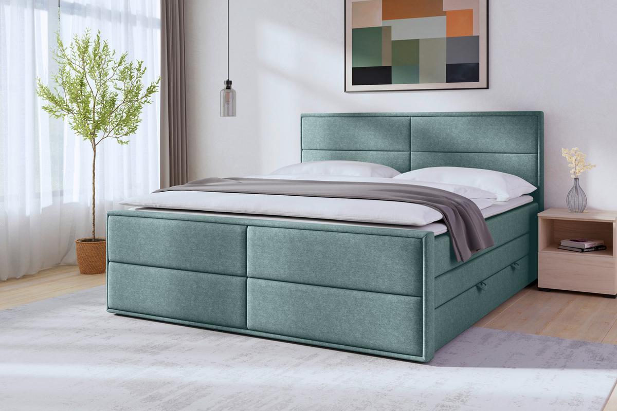 Boxspringbett Palermo 180x200 cm Blau - Blau, MODERN, Holz/Kunststoff (180/200cm) - MID.YOU