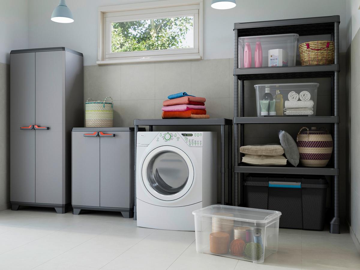 Mehrzweckschrank Stilo Tall Grau/rot/schwarz Bxh: 68x173cm - Rot/Schwarz, Design, Kunststoff (68/173/39cm) - Keter