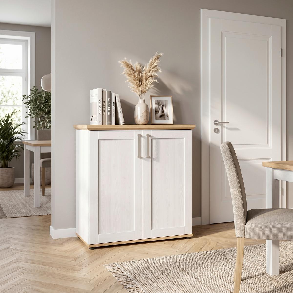 Vysoká komoda Verona, š: 84 cm - čierna/farba smrekovca, Design, kompozitné drevo/plast (84/88/37cm) - Livetastic