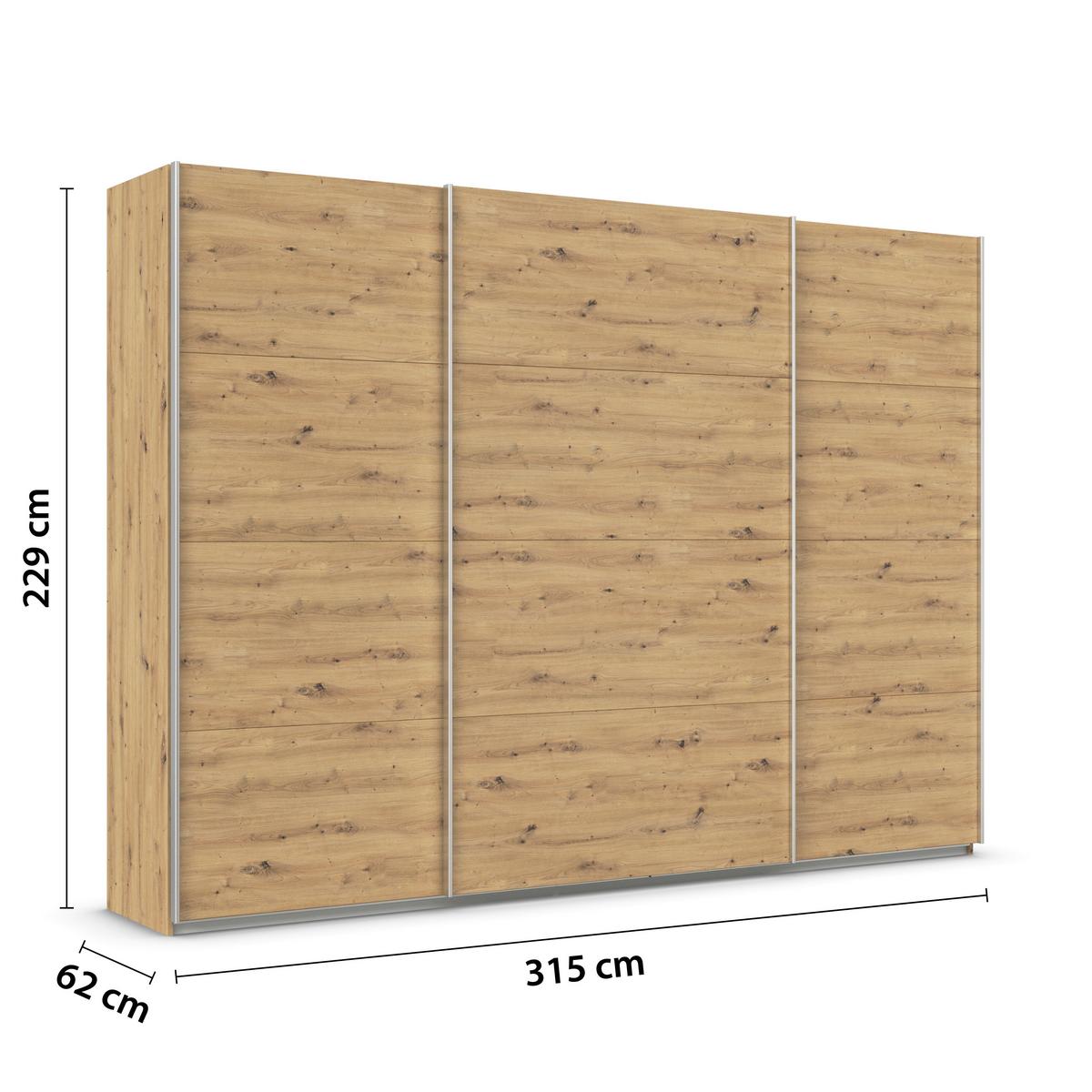 Schwebetürenschrank B: 315cm Feldkirch Eiche Dekor - Eiche Artisan, MODERN, Holzwerkstoff (315/229/62cm)