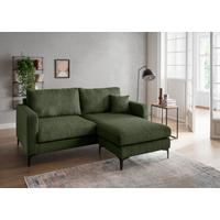 Ecksofa Eliza Dunkelgrün S: 204x153 cm - Dunkelgrün/Schwarz, Basics, Textil (204/153cm) - Livetastic