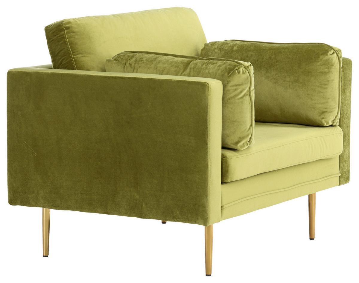 Sessel Boom - Goldfarben/Grün, Design, Textil/Metall (110/84/86cm) - Livetastic