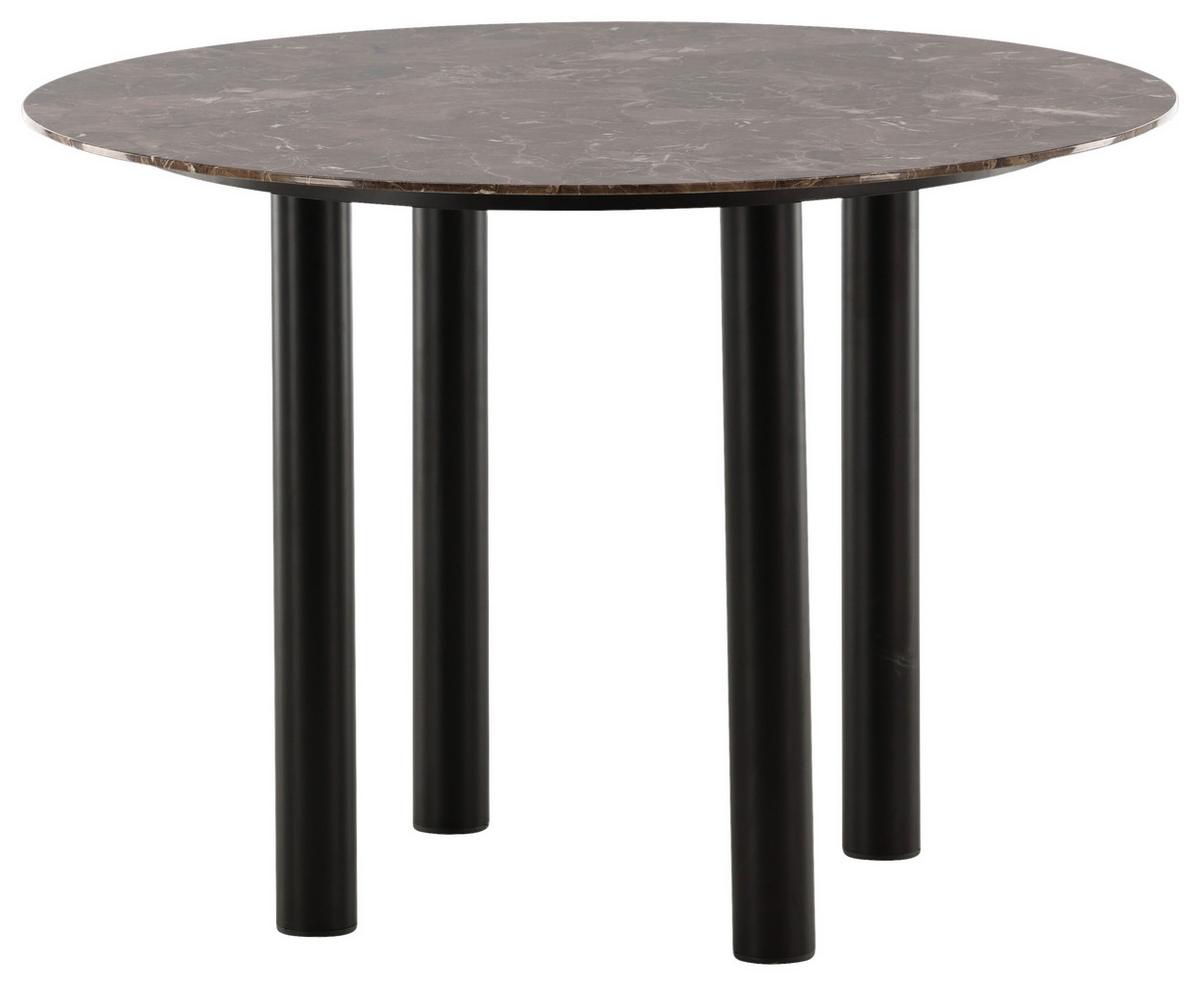 Esstisch Havsten - Dunkelbraun/Schwarz, Design, Holzwerkstoff/Metall (106/106/75cm) - Livetastic