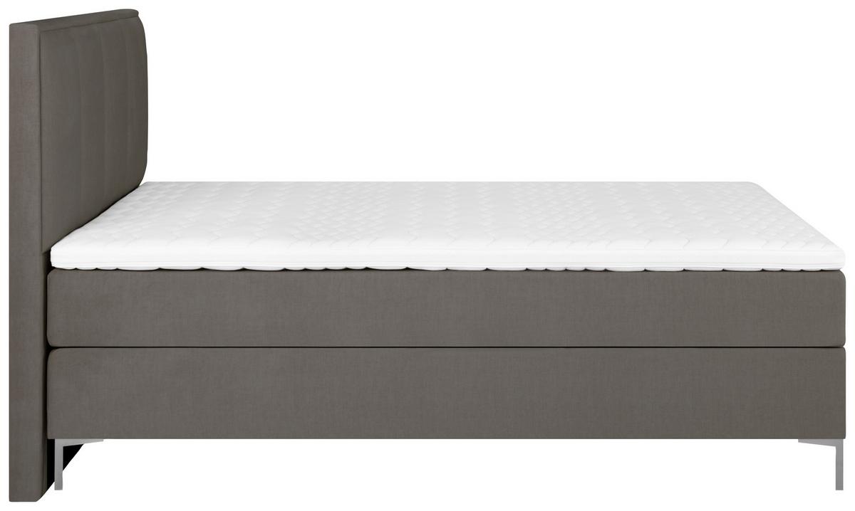 Boxspringbett Graz 180x200 cm Braun inkl. Topper - Alufarben/Braun, MODERN, Textil (180/200cm) - MID.YOU