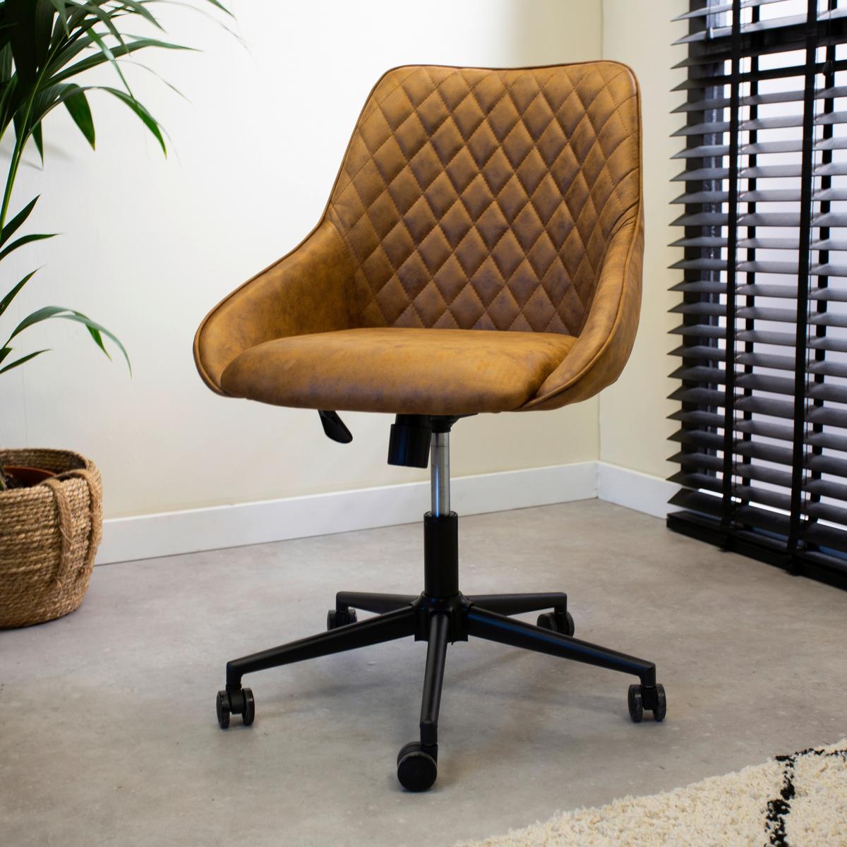 Drehstuhl Kayne - Cognac/Schwarz, KONVENTIONELL, Textil/Metall (60/84/64,5cm) - MID.YOU