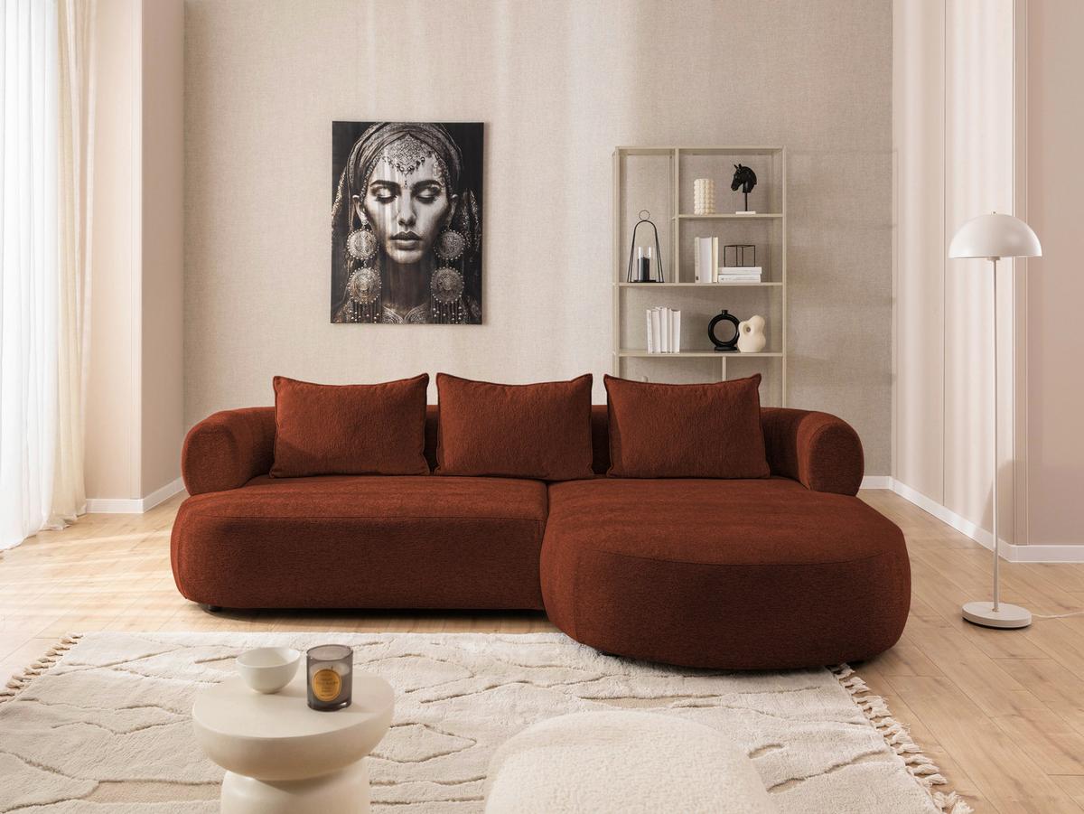 Ecksofa Ferro Rostfarben S: 256x156 Cm - Rostfarben/Schwarz, Design, Textil (256/156cm) - Livetastic