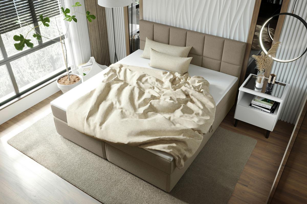 Boxspringbett Garda mit Topper 100x200 - Schwarz/Braun, KONVENTIONELL, Holzwerkstoff/Textil (100/200cm)