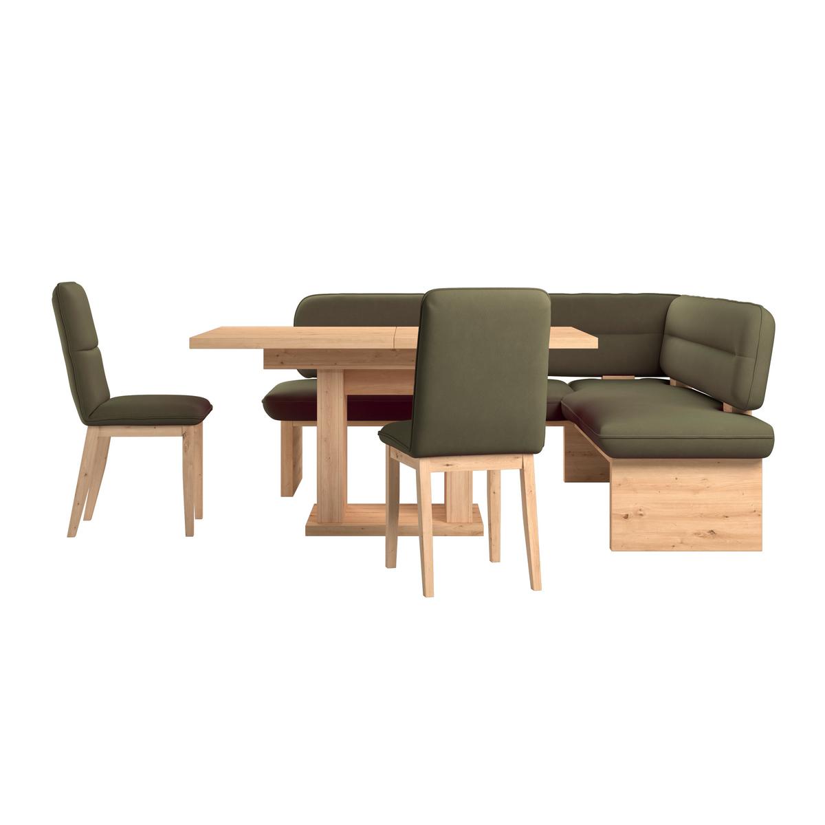 Eckbank Beluna Ii Webstoff Moosgrün, B: 212cm - Eichefarben/Grün, KONVENTIONELL, Holz/Textil (212/170cm) - James Wood