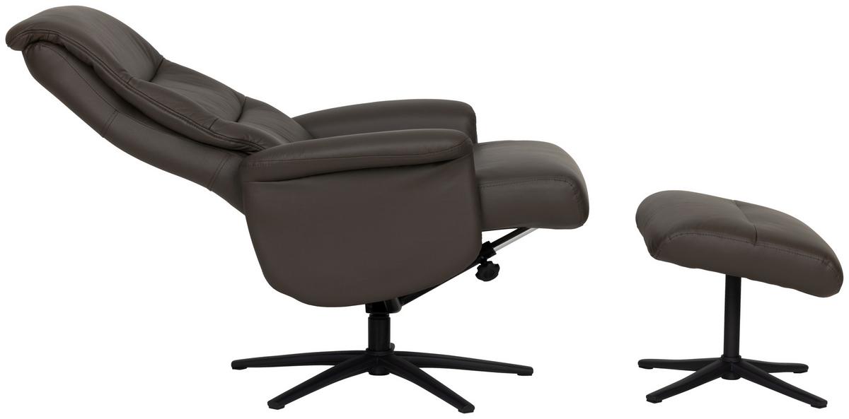 Relaxsesselset Repose Braun B: 76 Cm - Schwarz/Braun, Design, Leder/Textil (76/107/79cm) - Livetastic