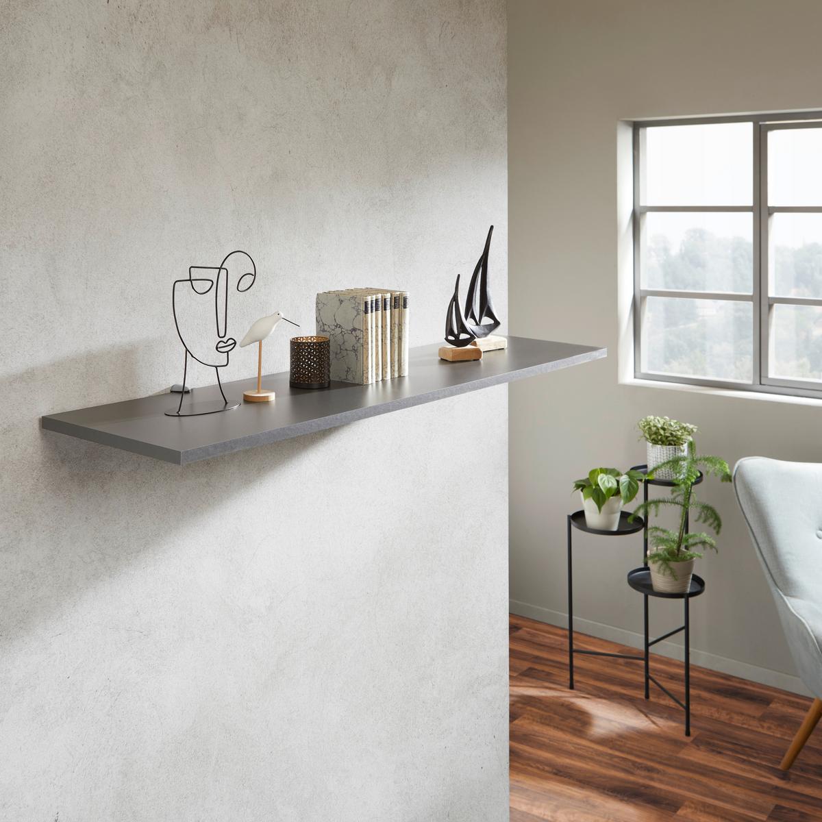 NÁSTENNÁ POLICA SKATE 120/30 - antracitová, Modern, kompozitné drevo (120/1,8/30cm)