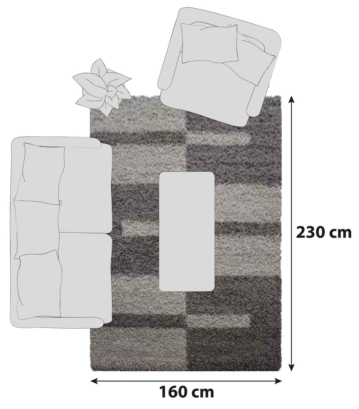 Hochflor Teppich Taupe Gala 160x230 cm - Taupe, Design, Textil (160/230cm)