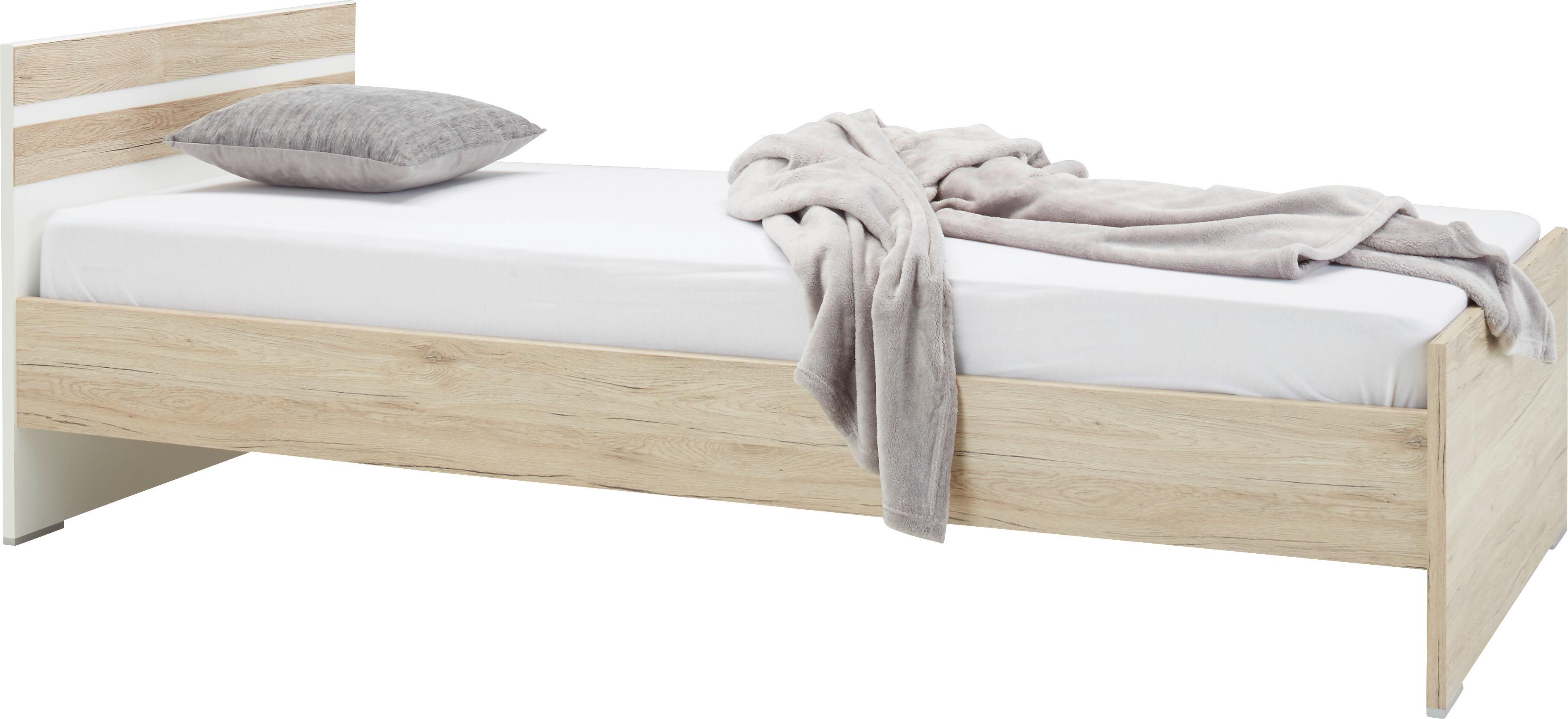 Posteľ pre deti/mládež YOUNG dub San Remo/biela PL:90/200cm - biela/farba duba, kompozitné drevo (90/71/204cm)