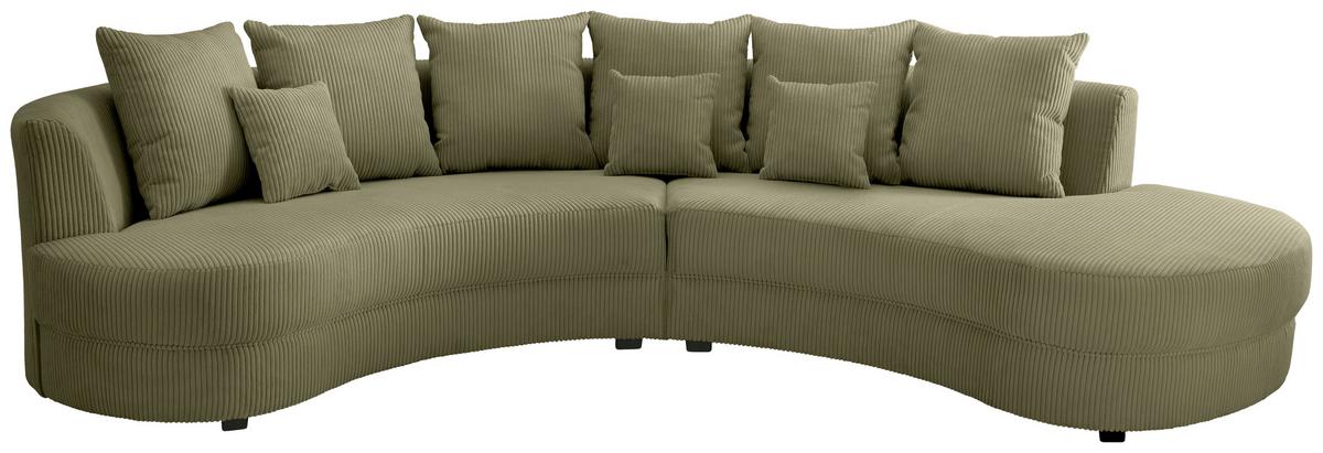 Wohnlandschaft Limoncello Olivgrün S: 300x160 cm - Schwarz/Olivgrün, Design, Textil (300/160cm) - Livetastic