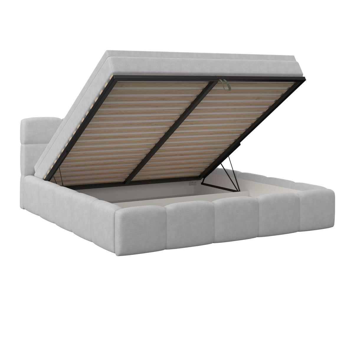 Polsterbett Noe Hellgrau 160x200 Cm - Hellgrau/Schwarz, Trend, Textil/Metall (160/200cm)