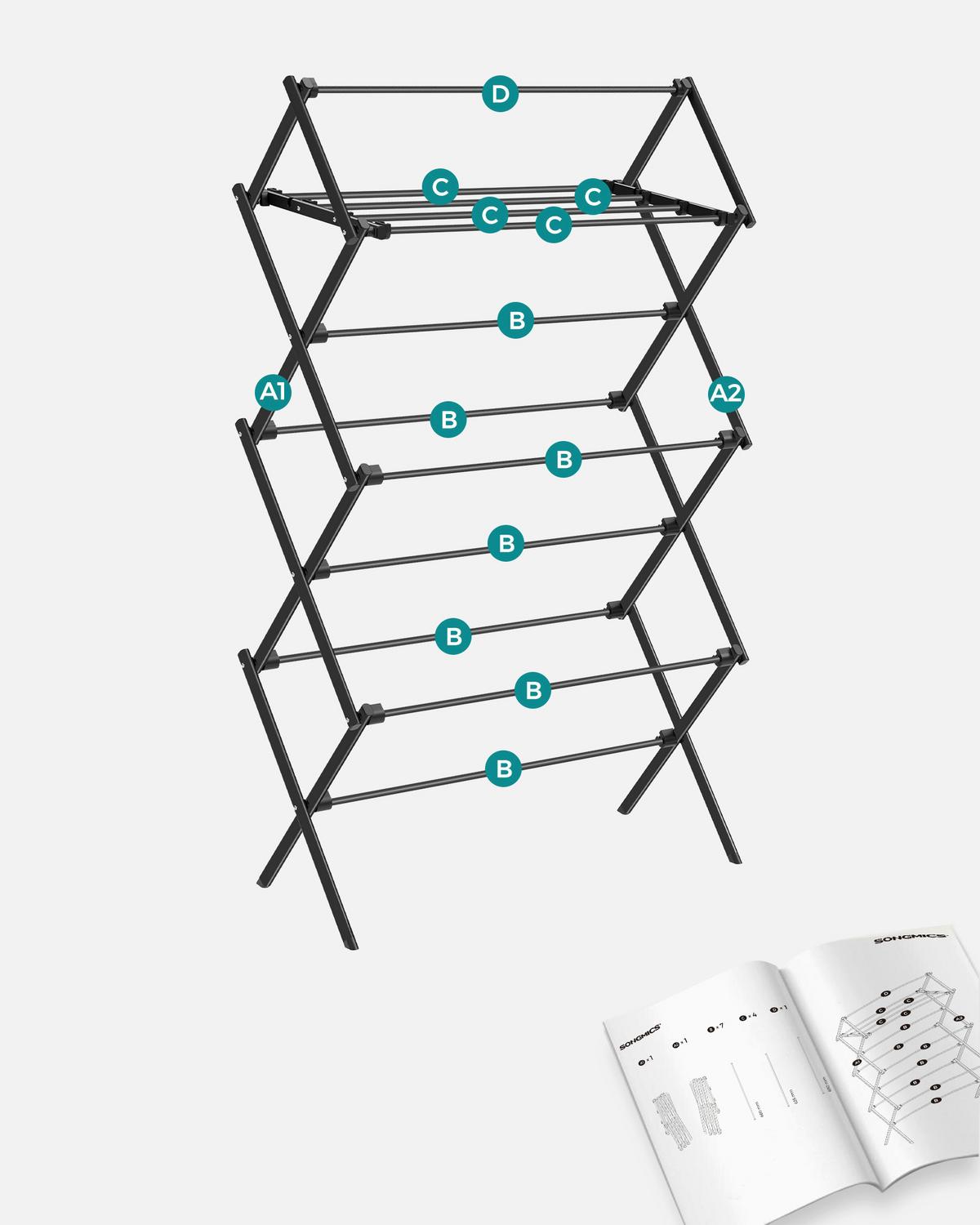 Wäschetrockner Schwarz B: 75 Cm - Schwarz, Basics, Kunststoff/Metall (75/135,1/37cm)
