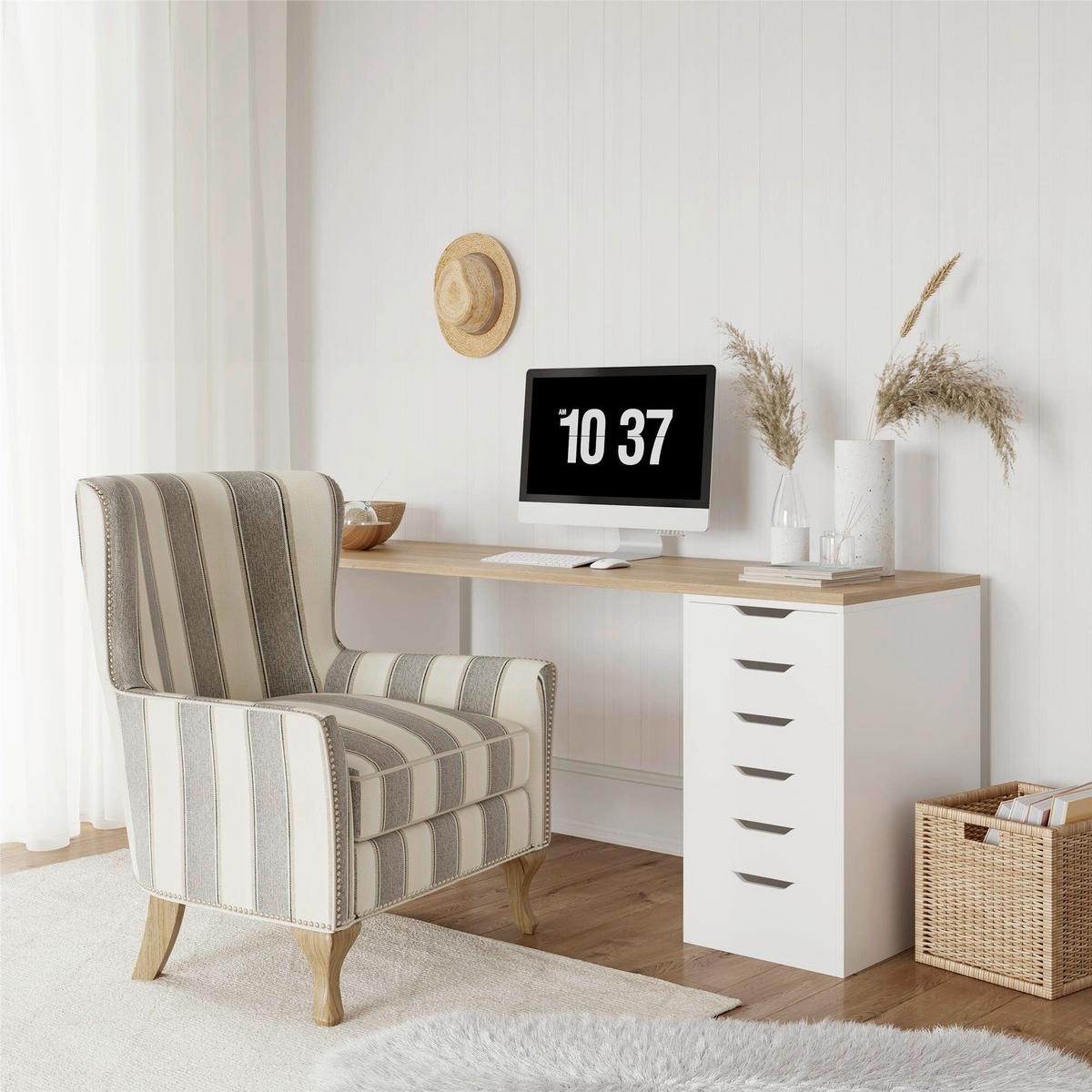 Ohrensessel Jaya Grau B: 82cm - Naturfarben/Grau, Design, Holz/Textil (82/89/73cm) - MID.YOU