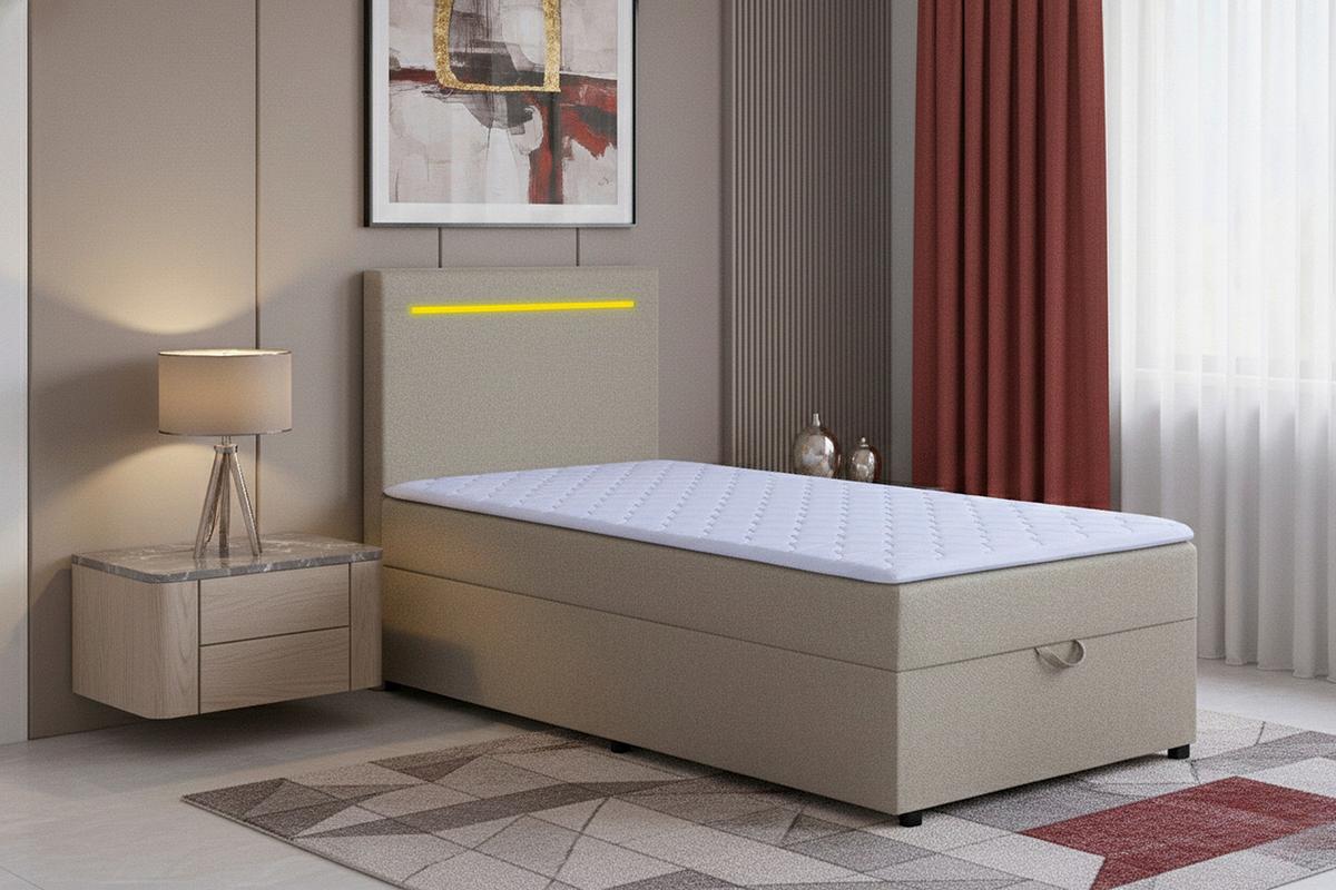 Boxbett Pisa 100 Led 100x200 Beige - Beige/Schwarz, MODERN, Holzwerkstoff/Textil (100/200cm) - MID.YOU