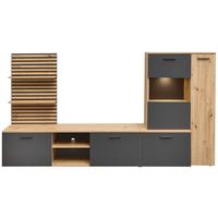 Szekrénysor Heathrow - Artisan tölgy/antracit, Design, faalapú anyag/Üveg (250/135/38cm) - MID.YOU