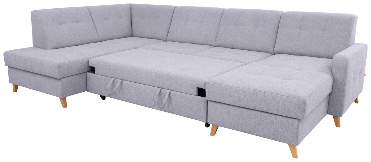 Sedacia súprava LARS U, ľavá, sivá - sivá/jadrový buk, Modern, drevo/textil (187/299/161cm)