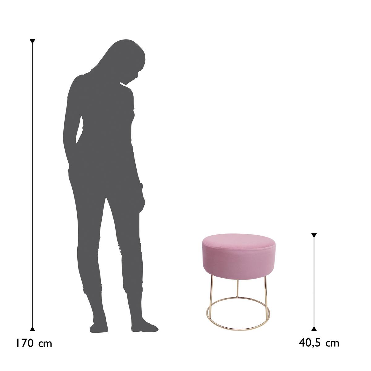 Hocker Marilyn Samt Rosa Sitz Gepolstert H: 40,5 cm - Goldfarben/Rosa, Design, Textil (35,5/40,5/35,5cm) - Echtwerk