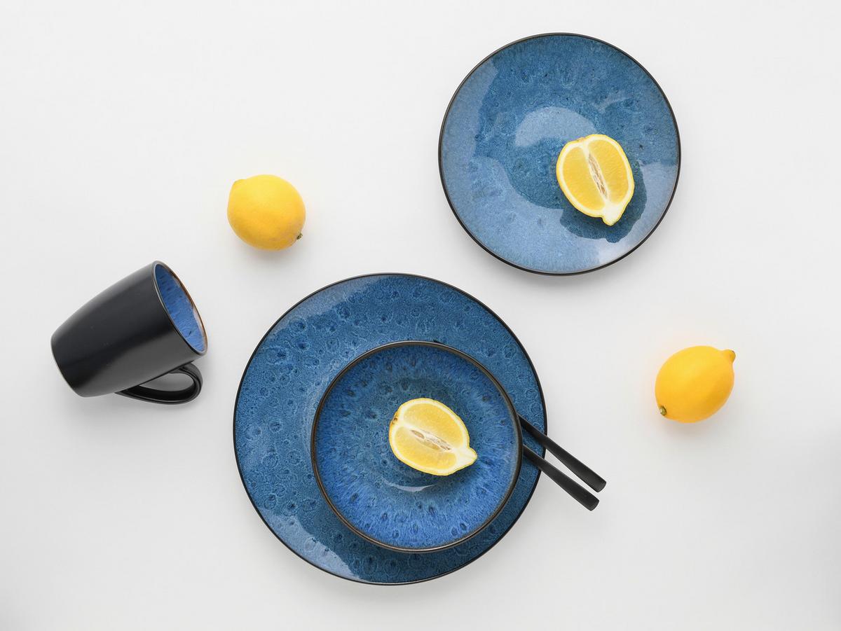 Tafelservice Capri Blau, Schwarz 18--Teilig - Blau/Schwarz, Basics, Keramik - Creatable