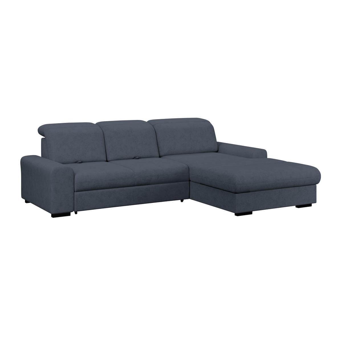 Ecksofa mit Bettfunktion Malaga new Chenille blau - Blau/Schwarz, KONVENTIONELL, Textil (286/203cm) - Ondega